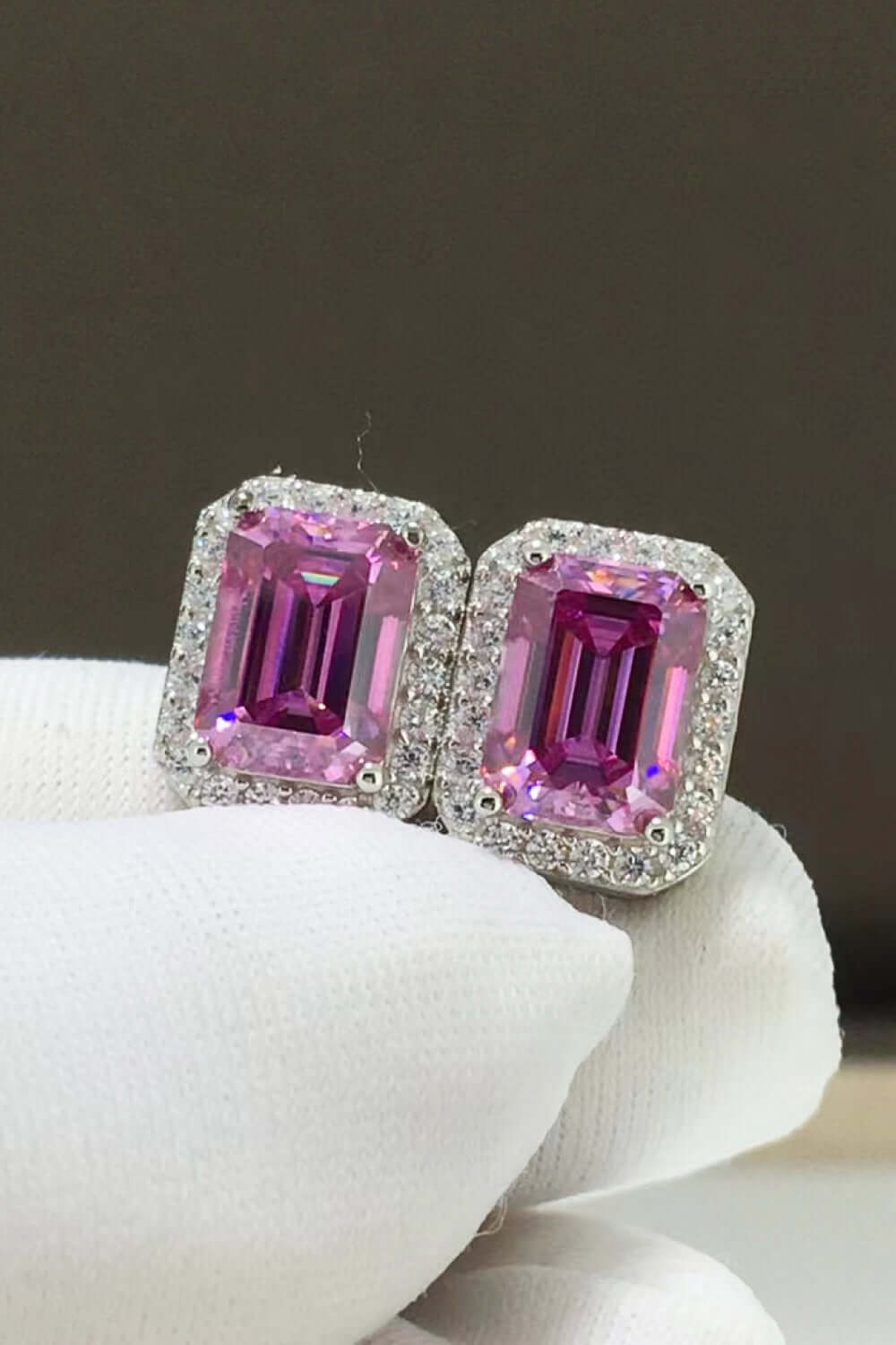 Shiny and Elegant 2 Carat Pink Moissanite Stud Earrings