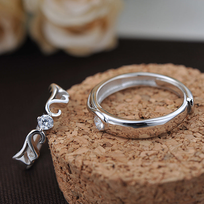 CZ Wings 925 Sterling Silver Adjustable Promise Ring