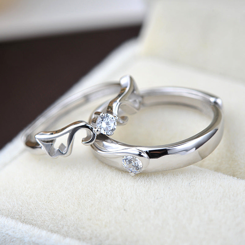 CZ Wings 925 Sterling Silver Adjustable Promise Ring