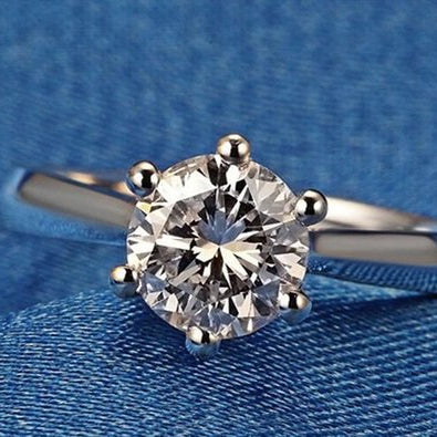 1.0ct CZ Solid 925 Sterling Silver Wedding Engagement Rings