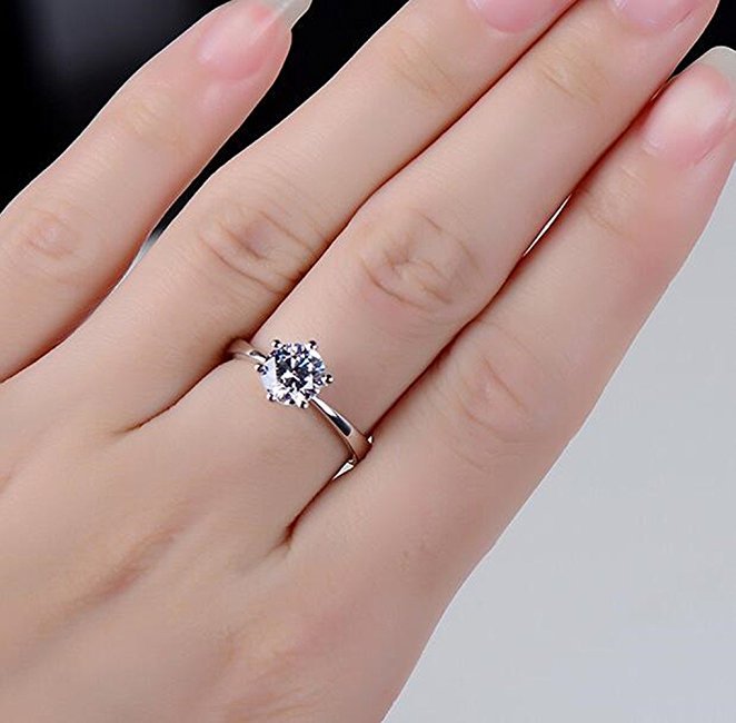 1.0ct CZ Solid 925 Sterling Silver Wedding Engagement Rings