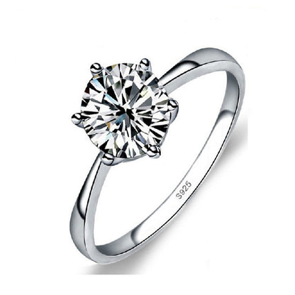 1.0ct CZ Solid 925 Sterling Silver Wedding Engagement Rings