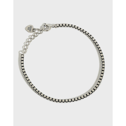 Box Chain Simple 925 Sterling Silver Bracelet