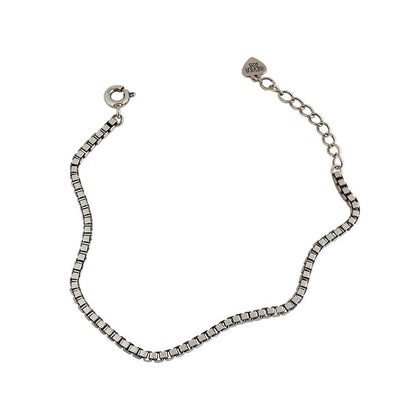 Box Chain Simple 925 Sterling Silver Bracelet