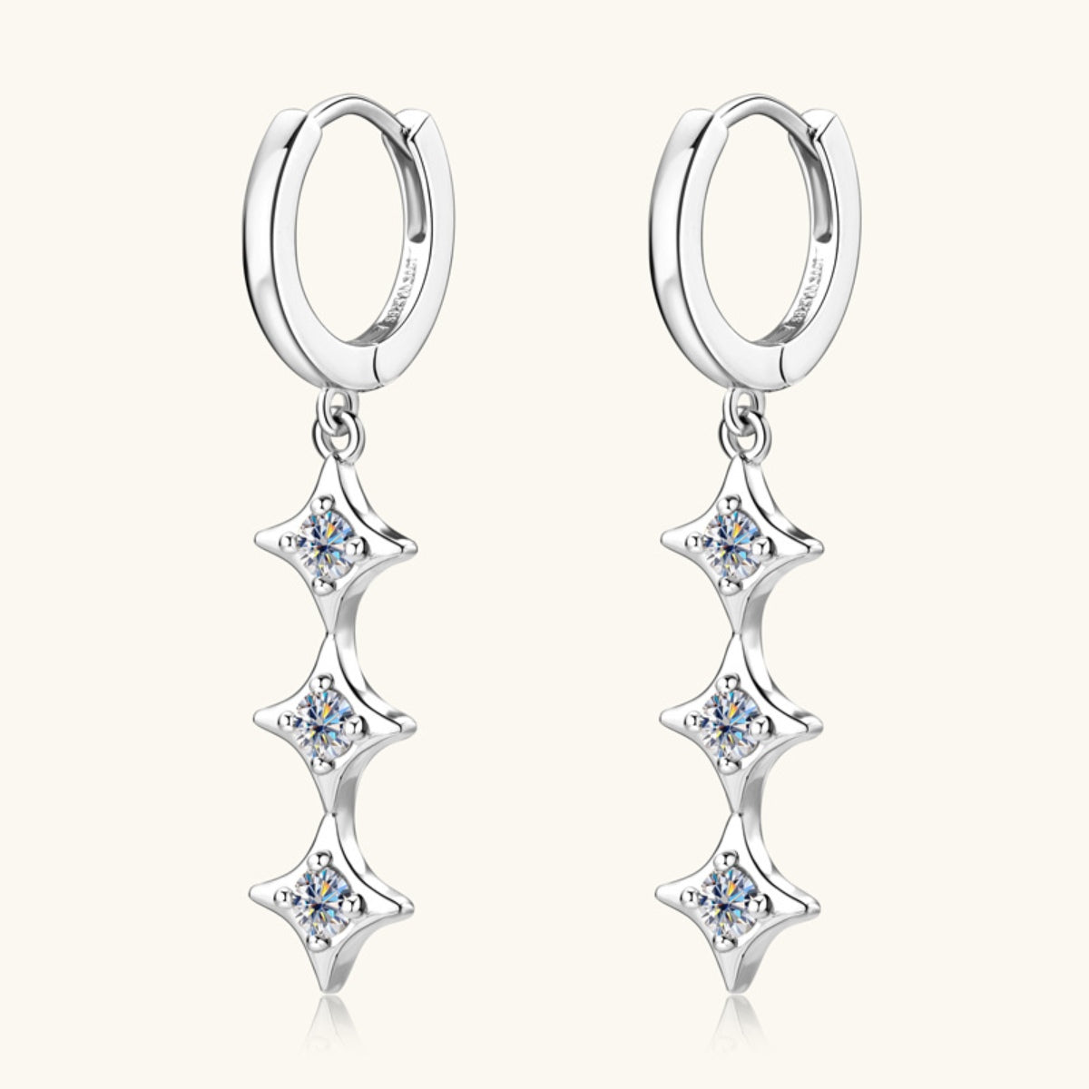 Moissanite 925 Sterling Silver Geometric Shape Dangle Earrings