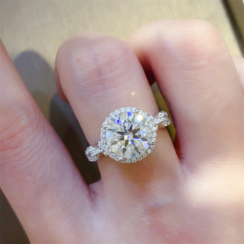 3 Carat Round Halo Moissanite Ring