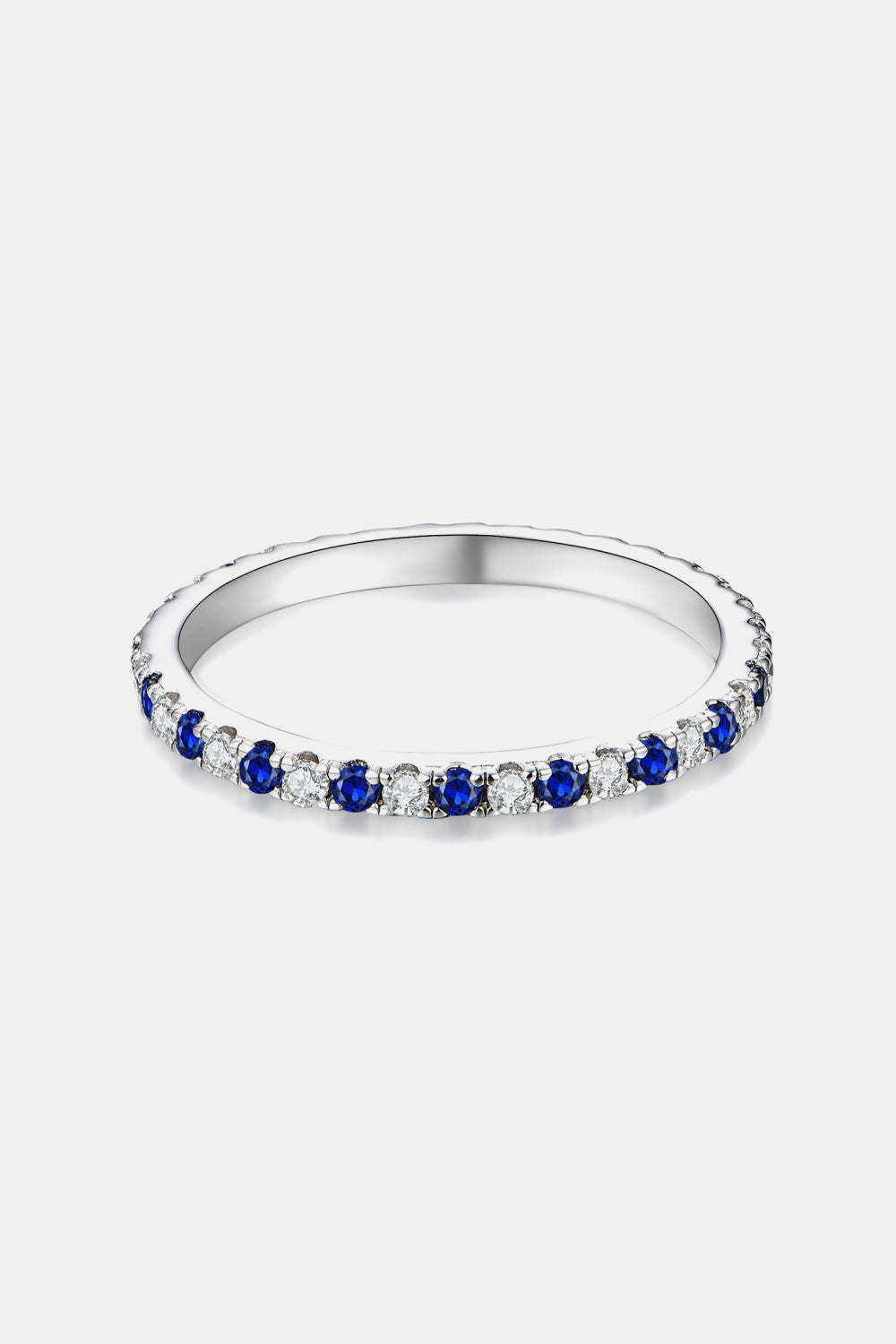 Moissanite Lab-Grown Sapphire Half-Eternity Ring