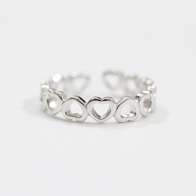 Heart In Heart 925 Sterling Silver Adjustable Ring