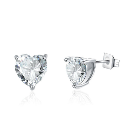 CZ Heart 925 Sterling Silver Stud Earrings