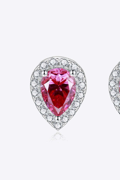 2 Carat Pink Moissanite Teardrop Stud Earrings in Rose