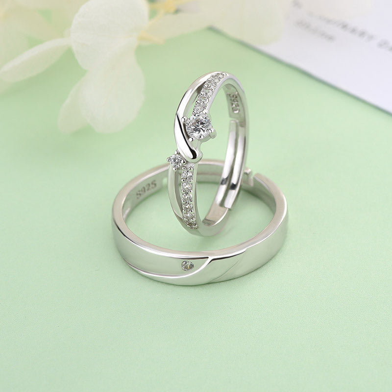 CZ 925 Sterling Silver Adjustable Promise Ring