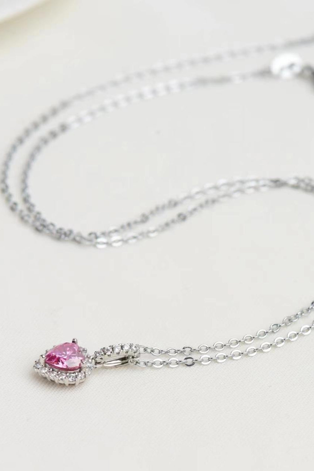 Adorable Moissanite Pink Heart Pendant Necklace