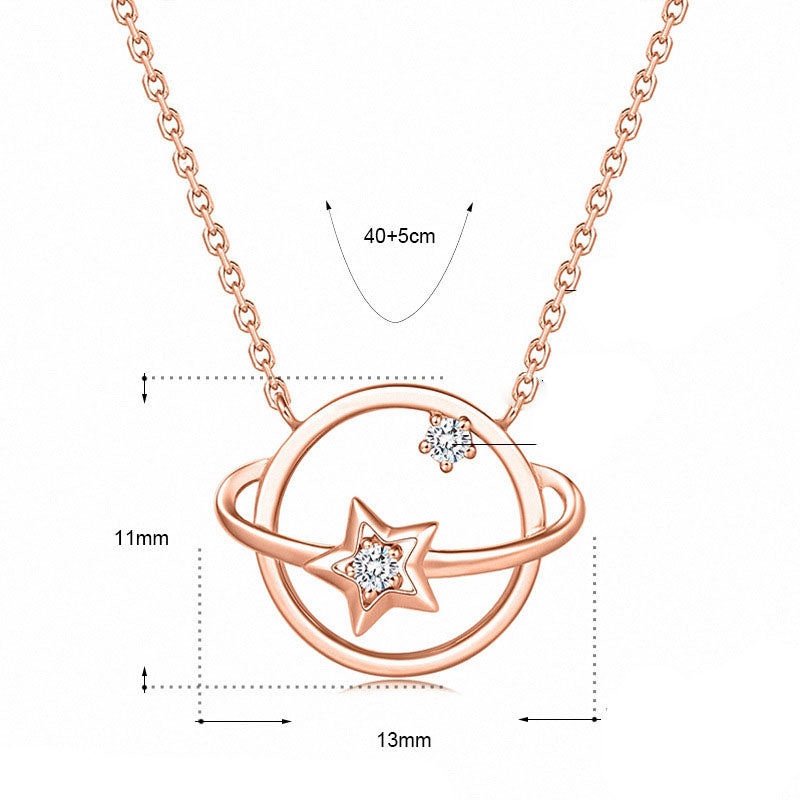 CZ Star Planet 925 Sterling Silver Necklace