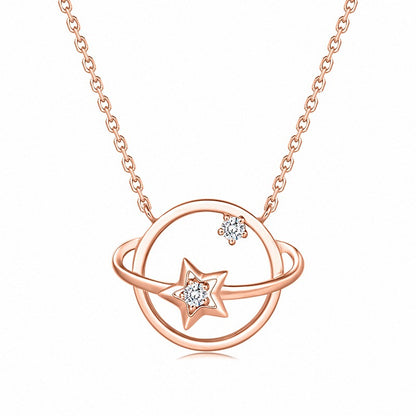 CZ Star Planet 925 Sterling Silver Necklace