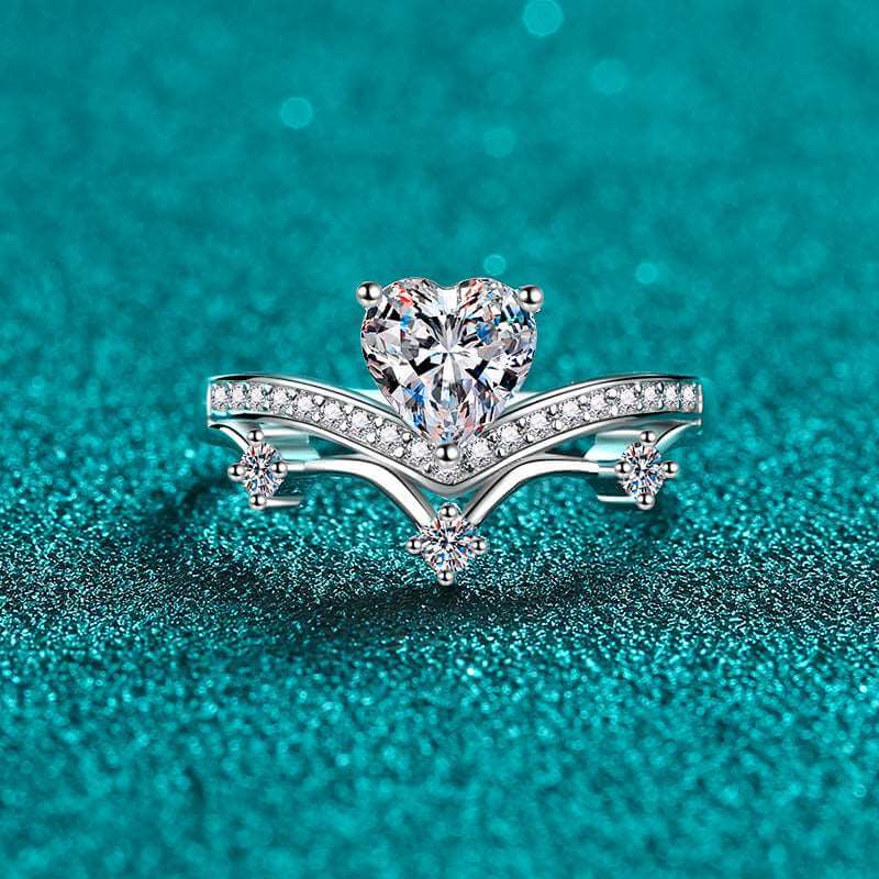 1 Carat Moissanite and Zircon 925 Sterling Silver Ring