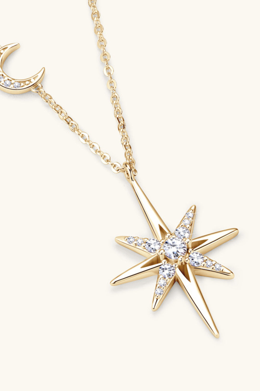 Stunning Celestial Star and Moon Moissanite Necklace