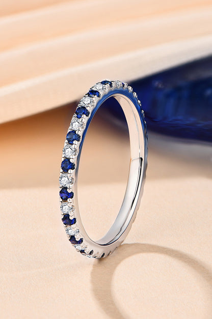 Moissanite Lab-Grown Sapphire Half-Eternity Ring