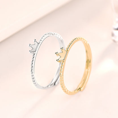 Mini Crown 925 Sterling Silver Adjustable Ring