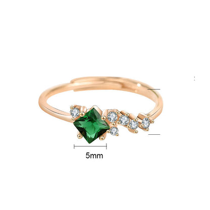 Green CZ 925 Sterling Silver Adjustable Ring