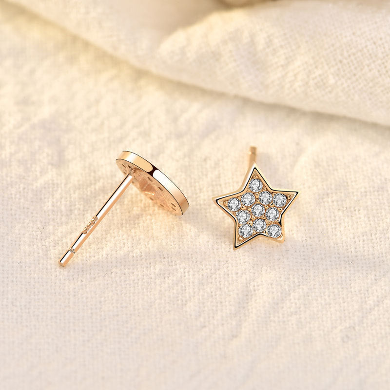 Asymmetry CZ Stars New 925 Sterling Silver Stud Earrings