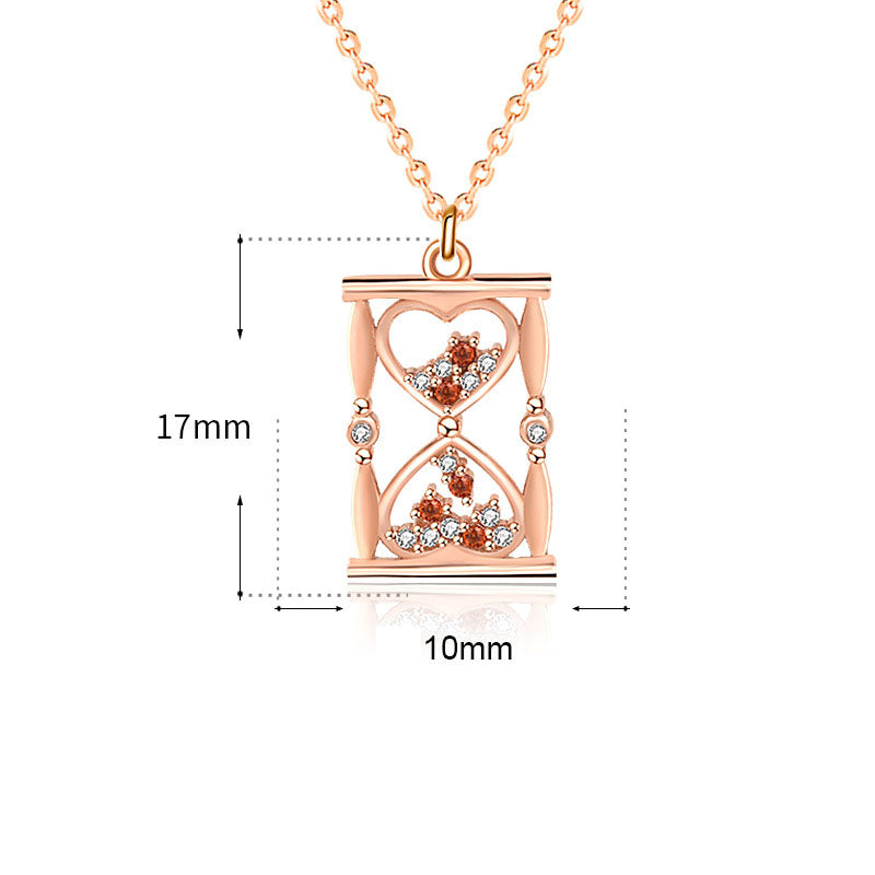 CZ Heart Hourglass 925 Sterling Silver Necklace