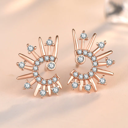 CZ Sun Shine 925 Sterling Silver Stud Earrings