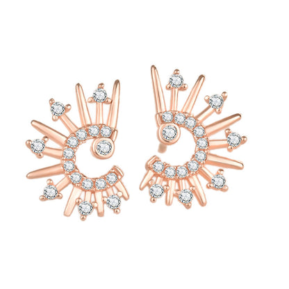 CZ Sun Shine 925 Sterling Silver Stud Earrings