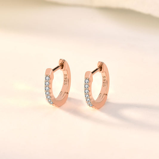 Tiny CZ Circle 925 Sterling Silver Huggie Hoop Earrings