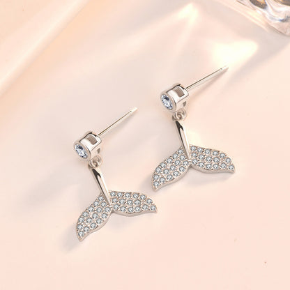 CZ Mermaid 925 Sterling Silver Stud Earrings