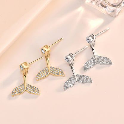 CZ Mermaid 925 Sterling Silver Stud Earrings