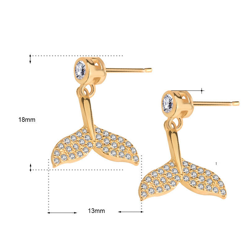 CZ Mermaid 925 Sterling Silver Stud Earrings