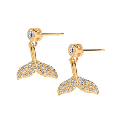 CZ Mermaid 925 Sterling Silver Stud Earrings