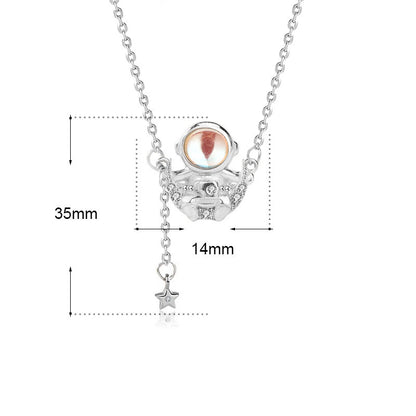 Moonstone Astronaut 925 Sterling Silver Necklace