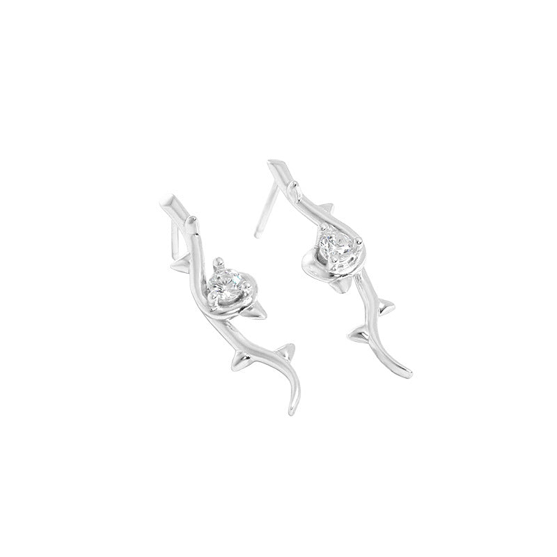 CZ Rose 925 Sterling Silver Stud Earrings