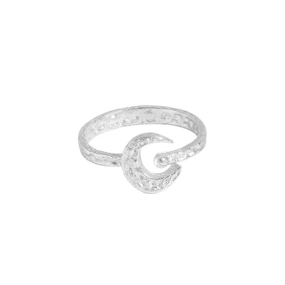 Crescent Moon 925 Sterling Silver Adjustable Ring