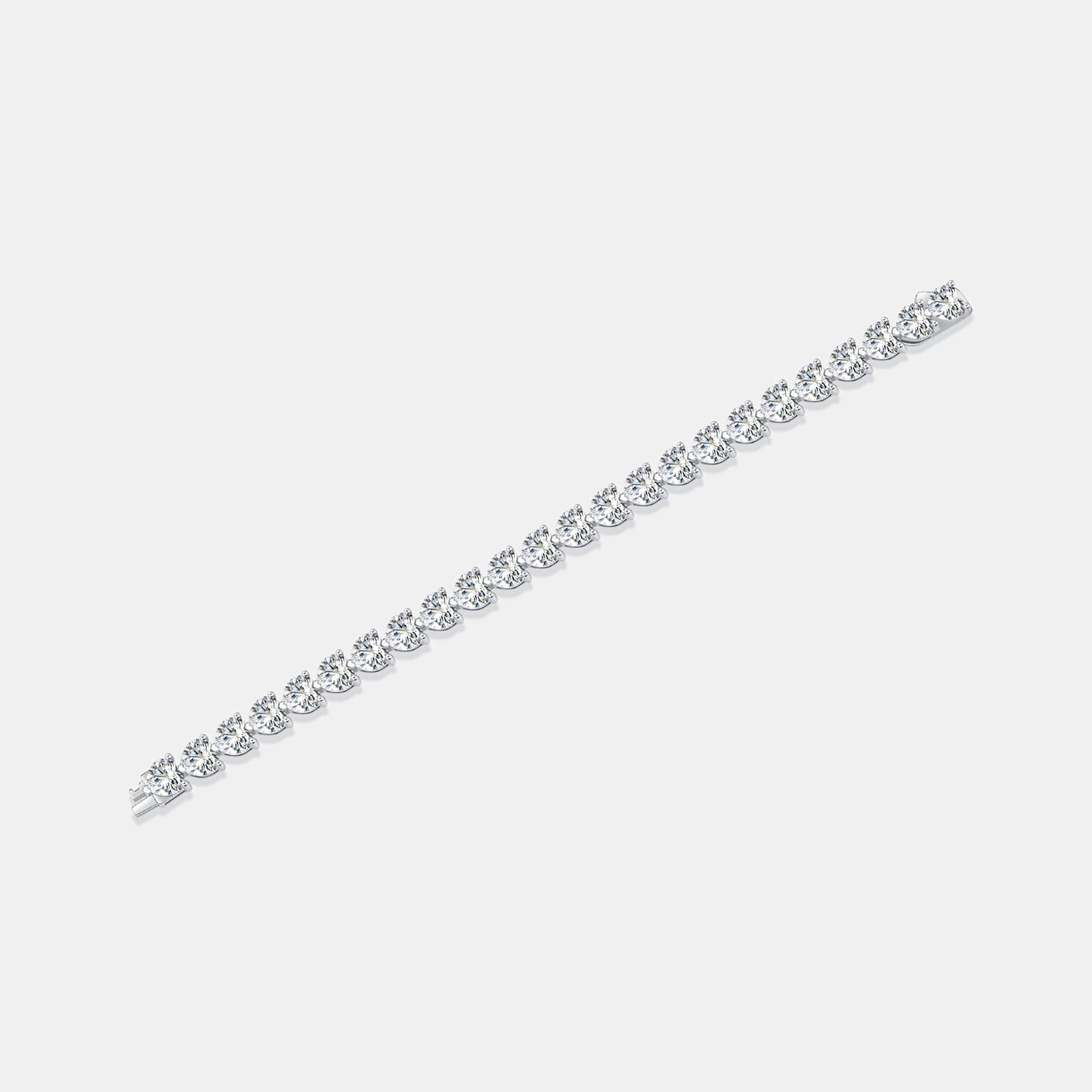 24 Carat Moissanite 925 Sterling Silver Heart Tennis Bracelet