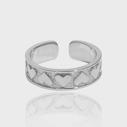 Hearts Love 925 Sterling Silver Adjustable Ring