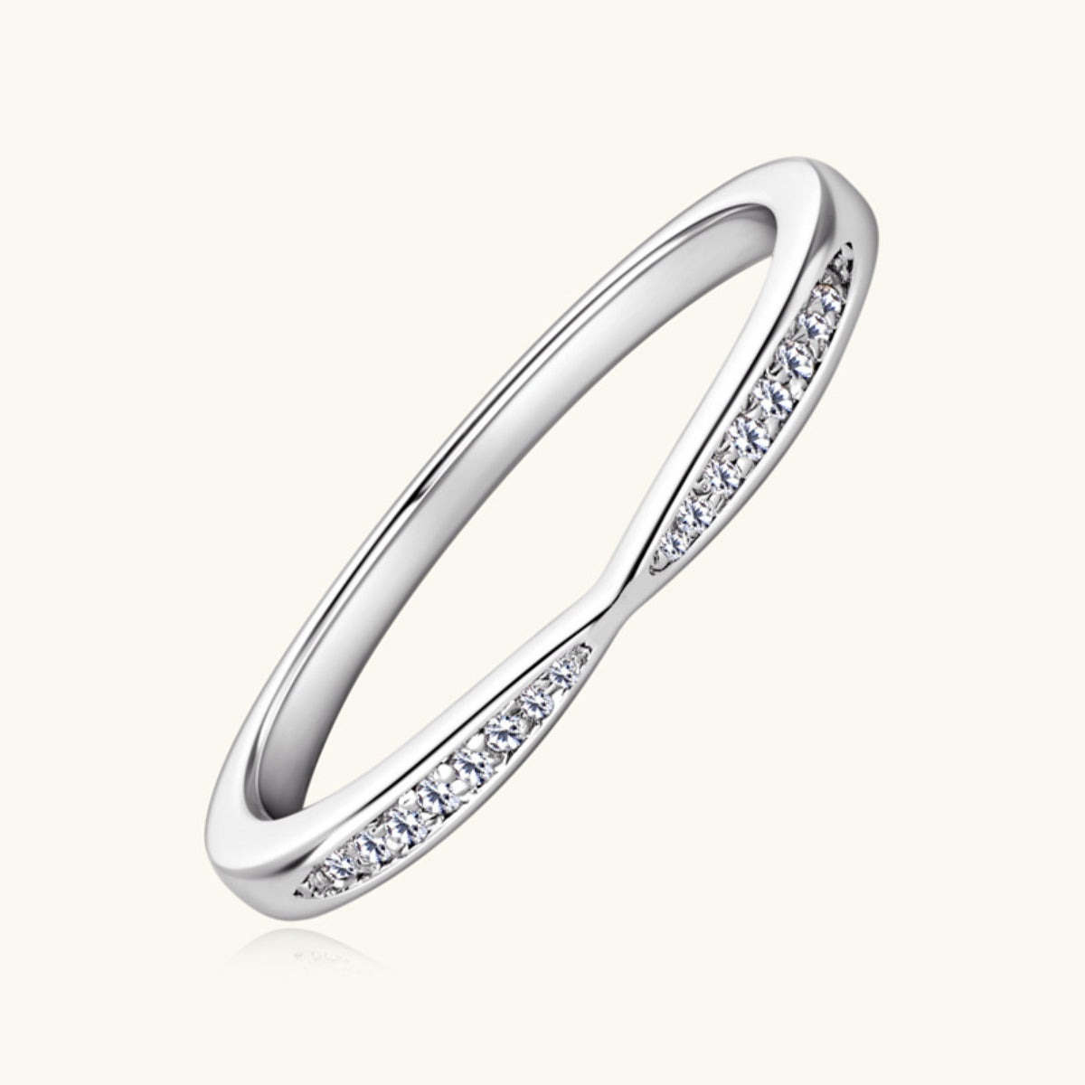 925 Sterling Silver Inlaid Moissanite Band Ring