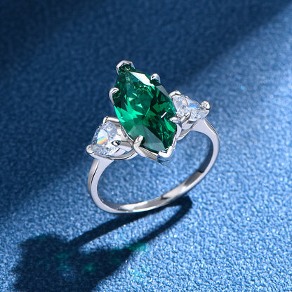 Green CZ 925 Sterling Silver Ring