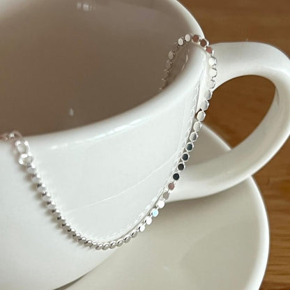 Flat Beads Chain 925 Sterling Silver Bracelet