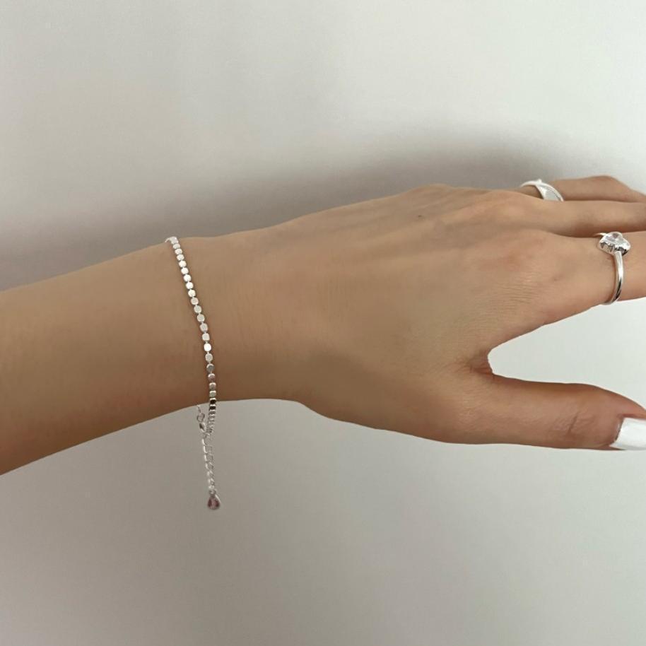 Flat Beads Chain 925 Sterling Silver Bracelet