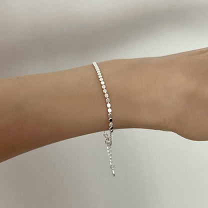 Flat Beads Chain 925 Sterling Silver Bracelet