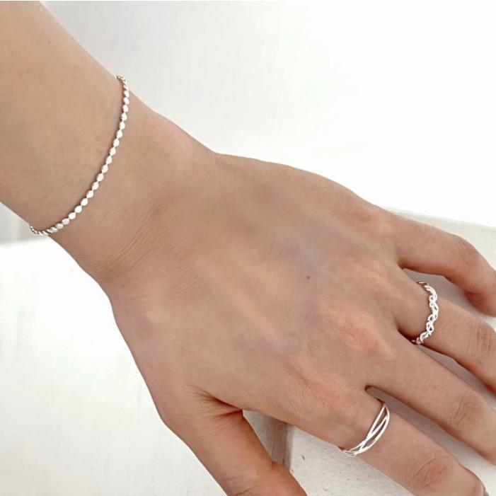 Flat Beads Chain 925 Sterling Silver Bracelet