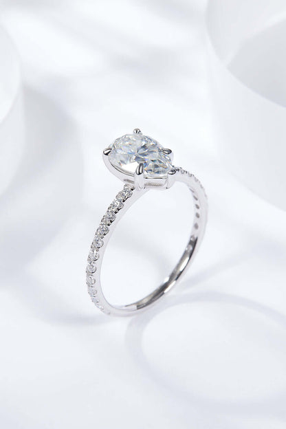 1.8 Carat Pear Shape Moissanite Side Stone Ring