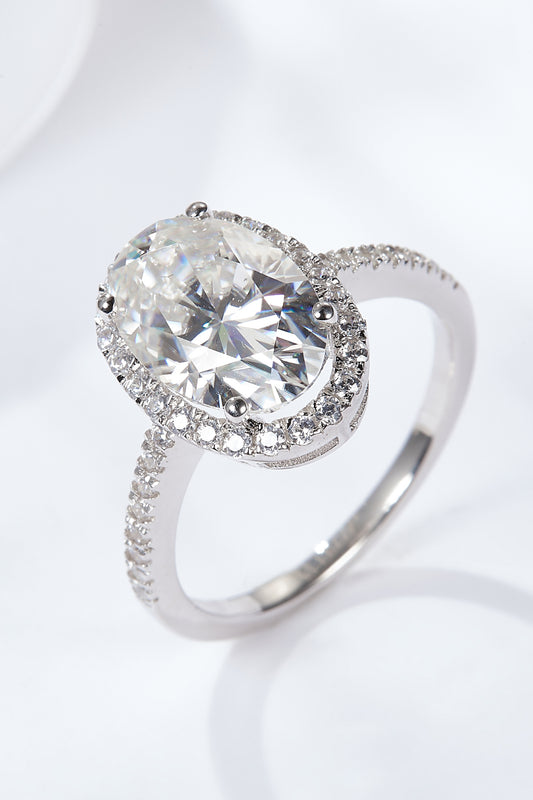 4.5 Carat Oval Cut Moissanite Halo Ring