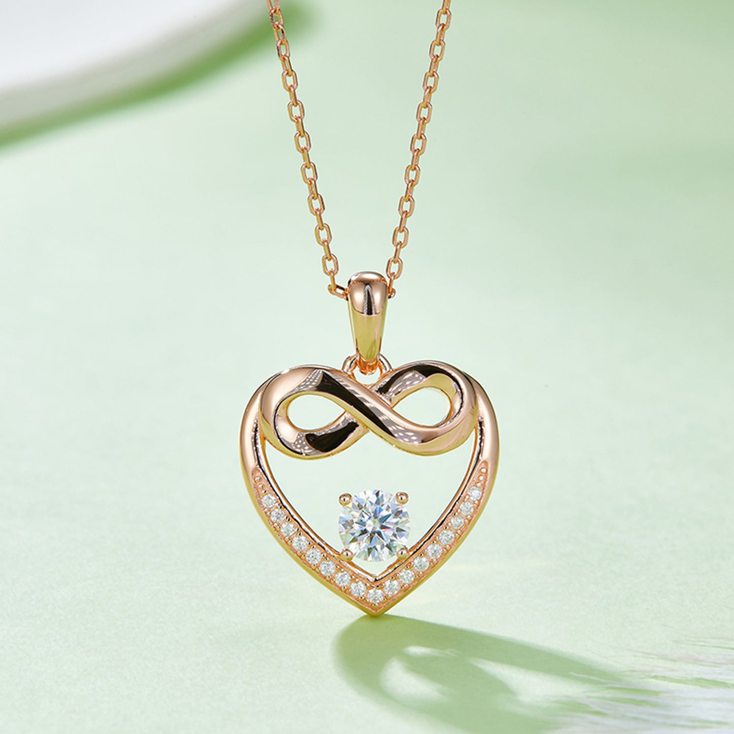 Moissanite 925 Sterling Silver Infinity Heart Necklace