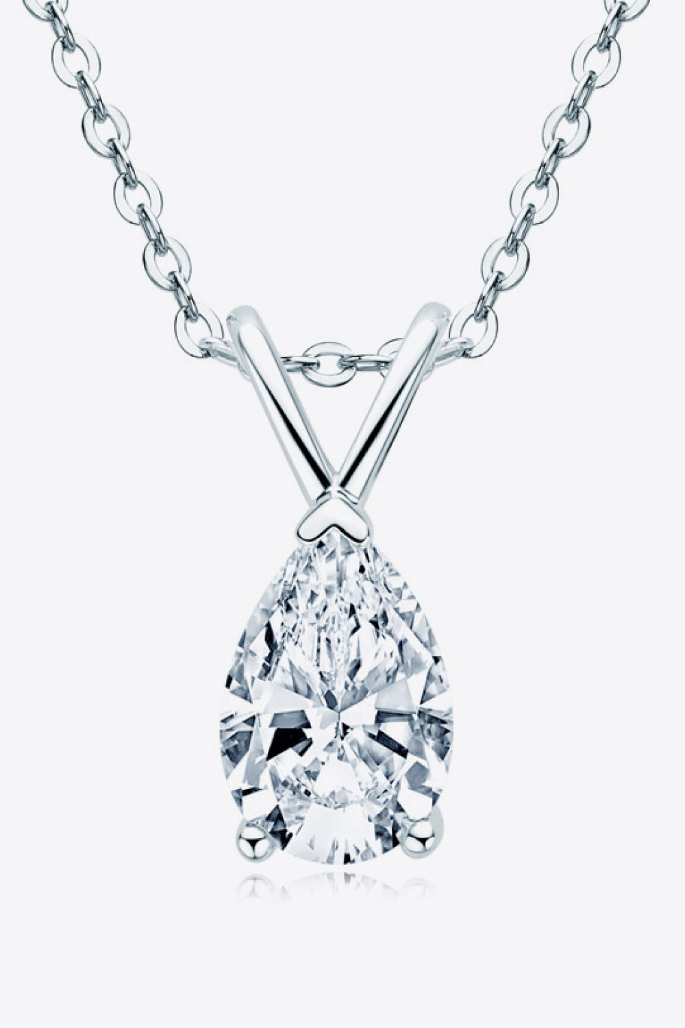 1.5 Carat Teardrop Moissanite Pendant 925 Sterling Silver Necklace