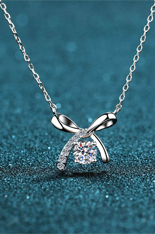 Moissanite Bow 925 Sterling Silver Necklace