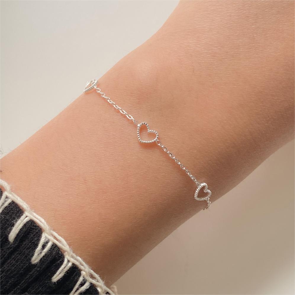 Hollow Hearts 925 Sterling Silver Bracelet