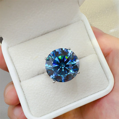 10 Carat Blue Moissanite 925 Sterling Silver Ring